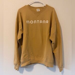 Comfort Wash Montana Puff Print Crewneck Sweatshirt Yellow Unisex Large